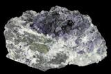 Purple Cuboctahedral Fluorite Crystals on Quartz - China #147076-3